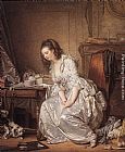 Jean Baptiste Greuze Famous Paintings - The Broken Mirror